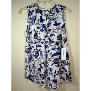 Liz Claiborne Blouse With Partial button-Up Floral Print Sz XS